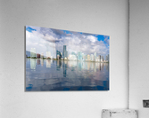 View of Miami Skyline with artificial reflection  Impression acrylique