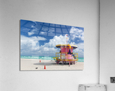 Round pink lifeguard station on Miami beach  Impression acrylique