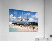 Airplane lands at Princess Juliana airport  Acrylic Print