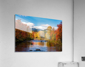 Saranac river flows through multi-colored fall landscape in Adir  Impression acrylique