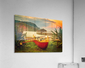 Painting of Hawaiian canoe by Hanalei Pier  Impression acrylique