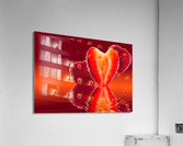 Fresh sliced strawberry in heart shape reflected  Acrylic Print