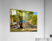 Oil painting of town square cafe in Colonia del Sacramento  Acrylic Print