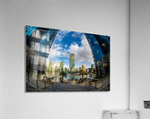 Fisheye view of tall buildings on waterfront at Dubai Marina  Impression acrylique