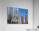 Mosque among towers on the waterfront at Dubai Marina UAE  Impression acrylique