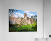 Springtime at Fountains Abbey ruins in Yorkshire England  Impression acrylique