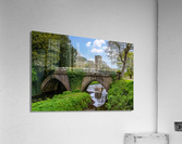 Stone bridge at Fountains Abbey ruins in Yorkshire England  Impression acrylique