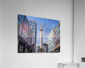 Modern office buildings surround the Monument in London  Impression acrylique