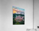 Brooks Hall and Woodburn Hall at sunset in Morgantown WV  Impression acrylique