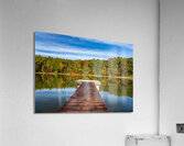 Fall leaves and metal pier in Coopers Rock State Forest in WV  Impression acrylique