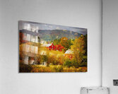 Painting of historic red barn nestled in fall colors in West Vir  Impression acrylique