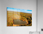Aerial fall leaves around Coopers Rock reservoir in WV  Impression acrylique