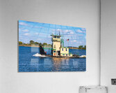 Tug boat or pusher boat leaving Lock and Dam 22 on Mississippi r  Acrylic Print