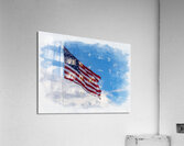 Digital art of USA stars and stripes flag against blue sky  Acrylic Print