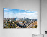 City skyline of Memphis in Tennessee with low water  Acrylic Print