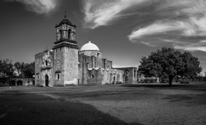 Entrance to the ornate San Jose mission church near San Antonio