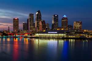 City skyline of Tampa Florida at sunset