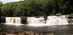 Three distinct waterfalls at High Falls of Cheat