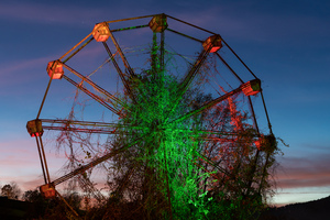 Ferris Wheel ride at abandoned funfair 