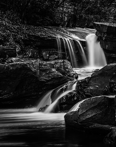 Monochrome Black and White Waterfall on Deckers Creek