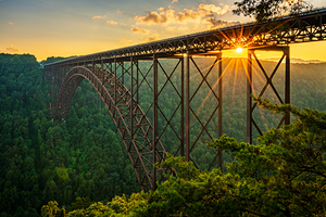 Sunset at the New River Gorge Bridge in West Virginia