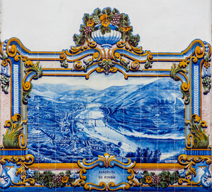 Detail of Ceramic tiles at Pinhao station in Portugal