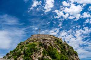 Old Fortress of Corfu against blue sky