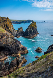 View towards the Lizard from Kynance Cove in Cornwall