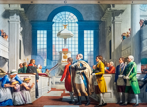 Detail of wall mural of George Washington