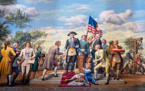Detail of wall mural of George Washington