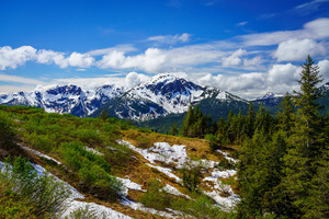 View from Mount Roberts toward Mt Bradley above Juneau Alaska