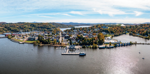 Aerial view of Newport Vermont in the fall