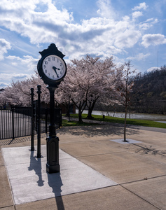Old fashioned clock by the bike walking trail over Deckers Creek