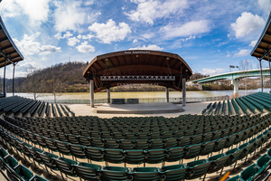 Fisheye lens view of Ruby Amphitheater in Morgantown WV