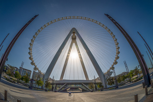 Fisheye view of Ain Dubai observation wheel on Bluewaters Island