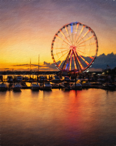 Digital art of Ferris wheel at National Harbor