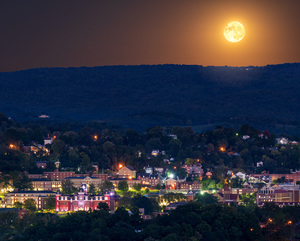 Supermoon rises in the sky above Morgantown in West Virginia