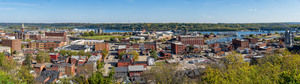 Wide panorama of the city of Dubuque in Iowa from funicular rail