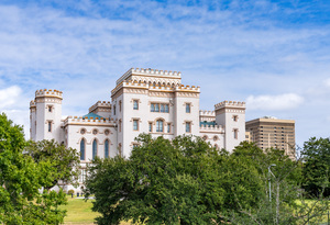 Castle in Baton Rouge or old capitol building in Louisiana