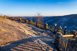 Rocky overlook at Coopers Rock on winter afternoon