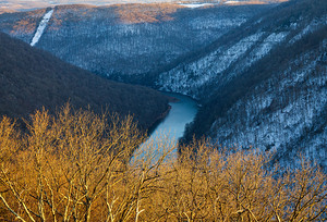 Cold Cheat River Canyon at Coopers Rock on winter afternoon