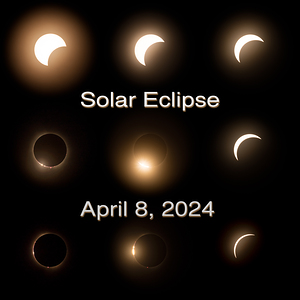 Composite of the stages of 2024 solar eclipse