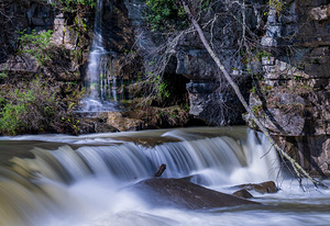 Small waterfall by Valley Falls on a bright spring morning