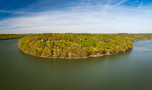 Aerial view of Cheat Lake and the Woodlands near Morgantown