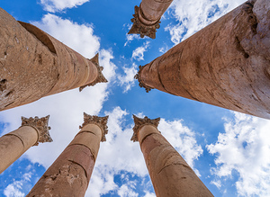 Columns of Artemis at Jerash a Greco Roman well preserved city 