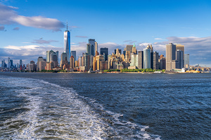 One World Trade Center dominates skyline of Lower Manhattan from