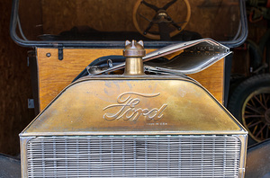 Radiator and front of historic Ford Model T car or truck