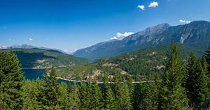 Panoramic view of Ross Lake in the North Cascades National Park 