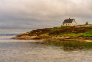 Digital painting at Peggys Cove near Halifax in Nova Scotia Can