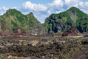 View from volcanic summit of Eldfell with Viking Neptune cruise